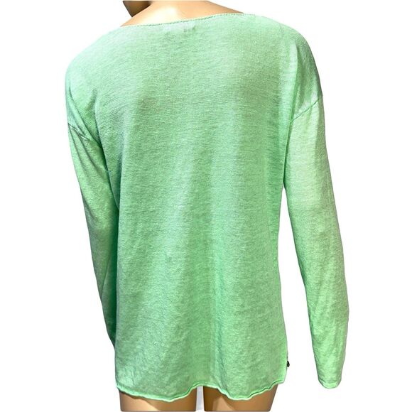Lilly Pulitzer Alana Sweater 100% Linen Women's Size L Large Green Pullover - Picture 3 of 11